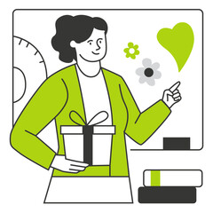 Teacher's Day character illustration with line style, perfect for user interface project
