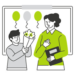 Teacher's Day character illustration with line style, perfect for user interface project
