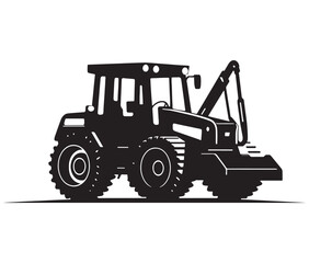 Naklejka premium Bulldozer isolated on white, Tractor vector illustration, Silhouette bulldozer vector