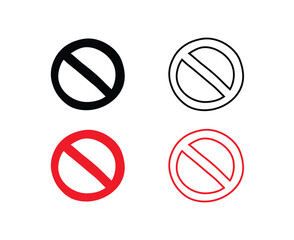 Doodle prohibition signs Set hand drawn style. Flat drawing isolated prohibition sign icons, red and black signs collection. Crossed out circles.
