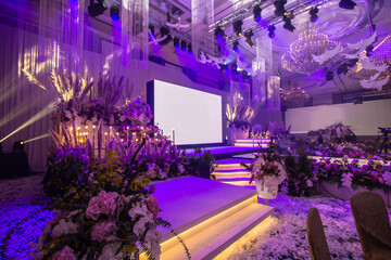 luxury color theme wedding solemnisation dinner flower florist , dinnerware banquet, cloth and...
