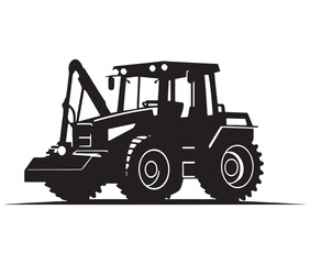 Naklejka premium Bulldozer isolated on white, Tractor vector illustration, Silhouette bulldozer vector