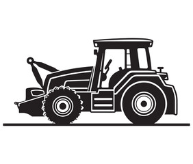 Bulldozer isolated on white, Tractor vector illustration, Silhouette bulldozer vector