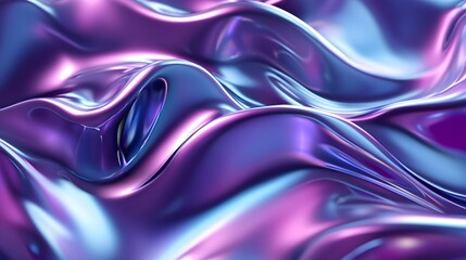 Obraz premium Abstract liquid metal, purple and blue background with wavy shapes