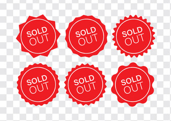 sold out product tag red sticker icon set