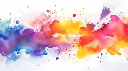 Fototapeta premium Vibrant Watercolor Brush Strokes and Splashes in Abstract Composition