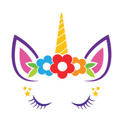 unicorn head front view flat color design © Amir