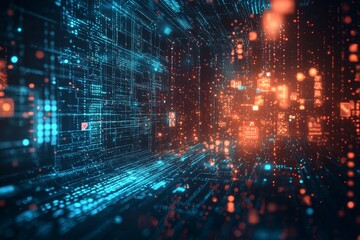 Fototapeta premium Digital Technology background of data and network created with Generative AI