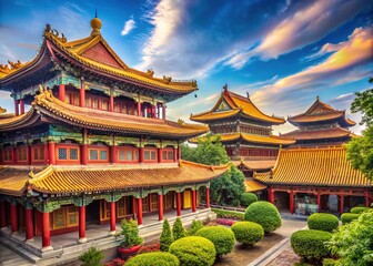 Obraz premium Stunning Product Photography of Yonghe Temple in China: A Visual Journey through Cultural Heritage