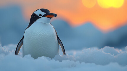 Naklejka premium penguin on the snow