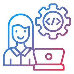 Developer Female Icon Style