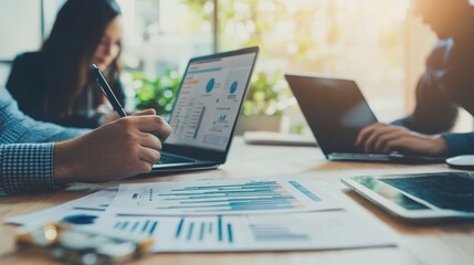 Business Collaboration with Digital Devices in Office Setting