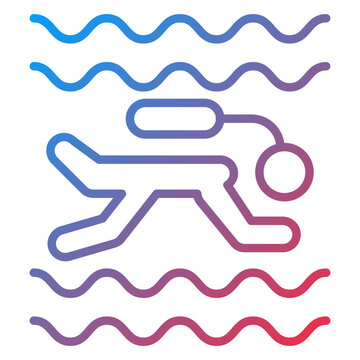 swimming diver in blue and purple waves clip art preview