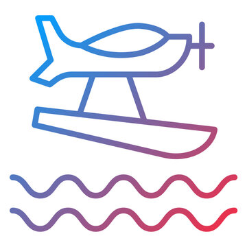 gradient seaplane on water clip art preview