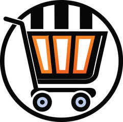 Modern shopping trolley icon logo vector art