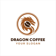 dragon coffee logo vector illustration, icon, can be used for wall logos, backgrounds, posters and others