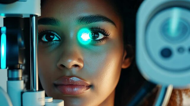 Young Woman Undergoing an Eye Exam at the Ophthalmology Clinic