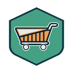 Modern shopping trolley icon logo vector art