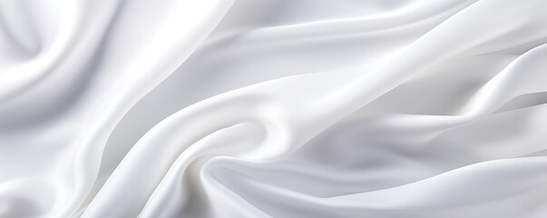 Rippled White Satin Fabric Texture Background