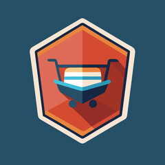 Modern shopping trolley icon logo vector art