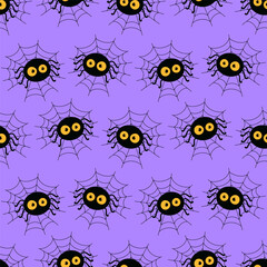 cute spiders seamless pattern