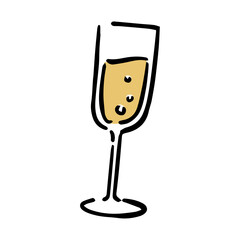 手書き　シャンパングラス