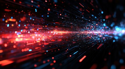Obraz premium Abstract Digital Art: Glowing Lines and Data Flow