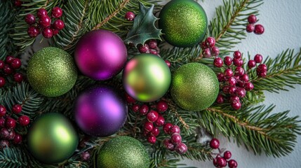 Fototapeta premium The Colorful Christmas Ornament Arrangement