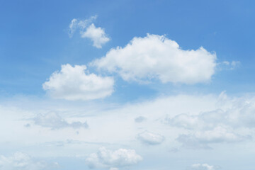 Beautiful clouds during spring time in a Sunny day. Blue sky and white fluffy clouds