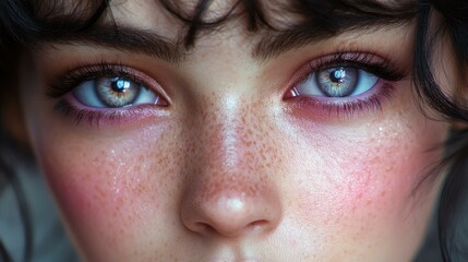 Fototapeta premium Close Up Portrait of a Woman's Eyes with Freckles