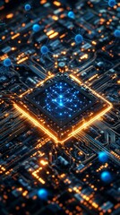 Obraz premium Quantum Network Nexus, Quantum Computing in Digital Ecosystems