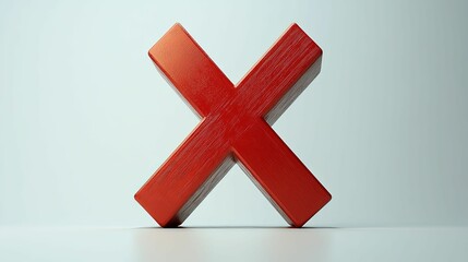 Obraz premium Red Wooden X Symbol on a White Background
