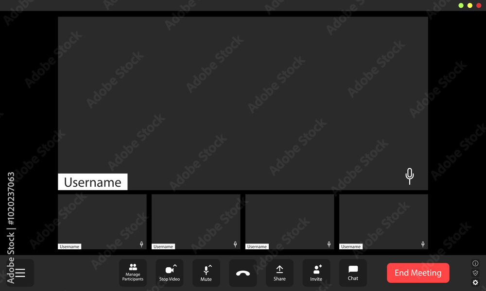 Poster a digital meeting platform interface showcasing user interaction during a virtual gathering