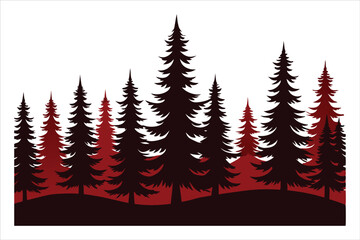 Obraz premium Seamless Pattern of Black Fir Tree Forest 
