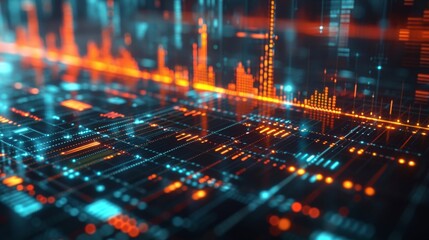 Fototapeta premium Abstract technology background with glowing lines and digital data representation. A futuristic concept showcasing network connections and modern data analysis.