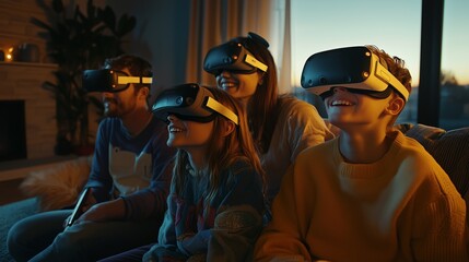 Family Enjoying Virtual Reality Experience Together
