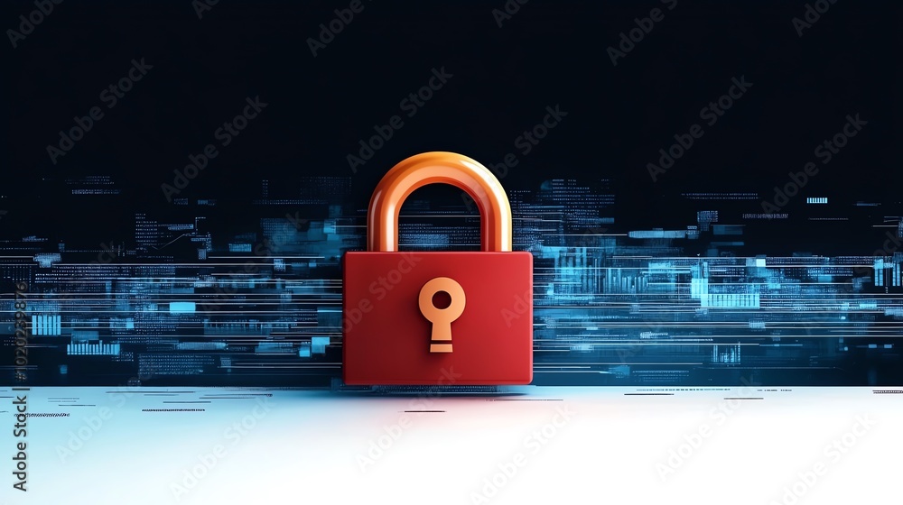 Aufkleber digital lock symbolizing cybersecurity protection and data security.