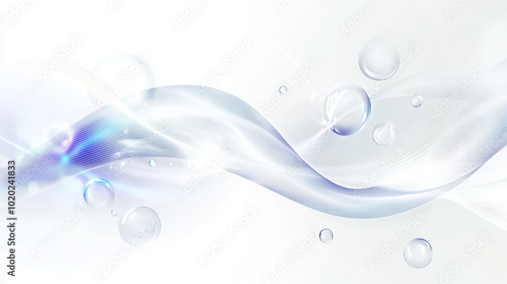 Poster refreshing water splash and bubble abstract design on white background with transparent effects for 