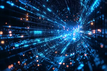 Naklejka premium Digital Technology background of data and network created with Generative AI