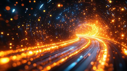 Obraz premium Abstract Glowing Tunnel: A Journey Through Light and Space