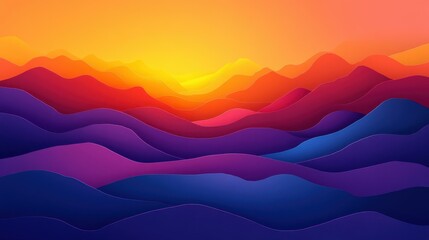 Abstract Sunset Mountains: Layered Paper Art Landscape