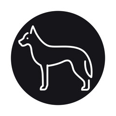 Dingo dog black line illustration. Animals of Australia.