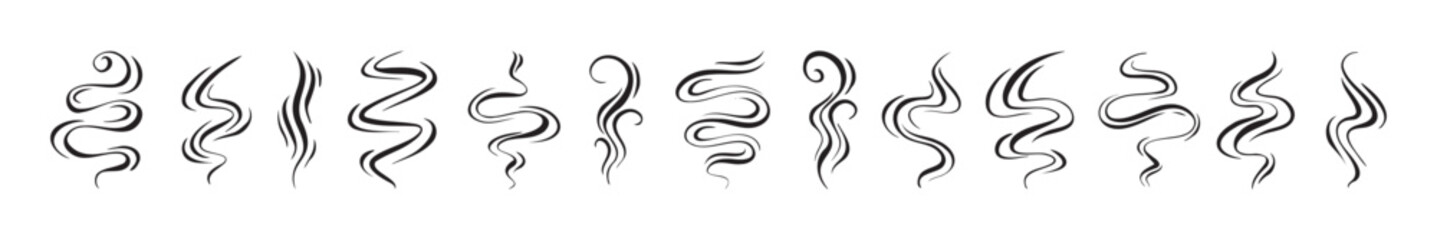 Smoke, aroma lines icon. Doodle Wavy Smoke lines symbol sketch style hand drawn