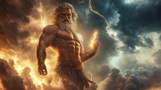 Zeus god of sky and thunder in ancient Greek mythology background