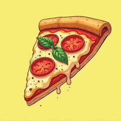 Mouthwatering Pepperoni Pizza Toppings Slice Flat Illustration Design
