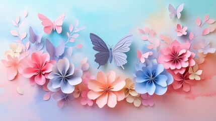 Papercraft Floral Arrangement with Butterflies