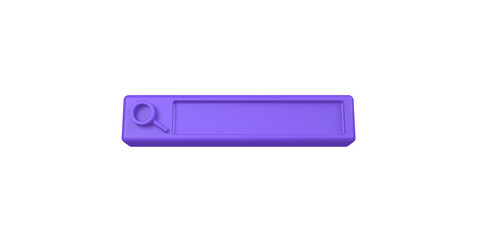 3D rendering, Close up purple empty minimal search bar icon and symbol mock up, front view shot, isolated on white background. 
