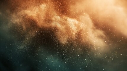 Obraz premium Abstract Background with Golden Dust Particles and Soft Fog