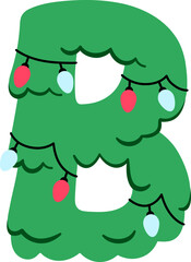 B Cartoon Christmas Tree Decor Festive Font