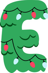 E Cartoon Christmas Tree Decor Festive Font